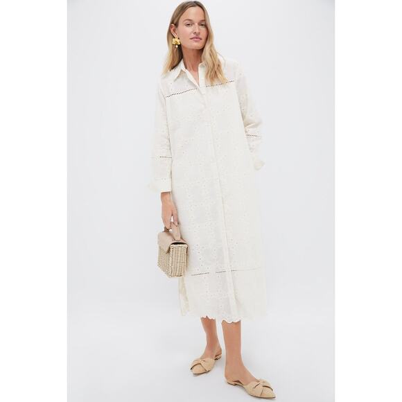 POMANDER PLACE Ivory Eyelet Griffin Dress Size L NWT Retail $178 Tuckernuck